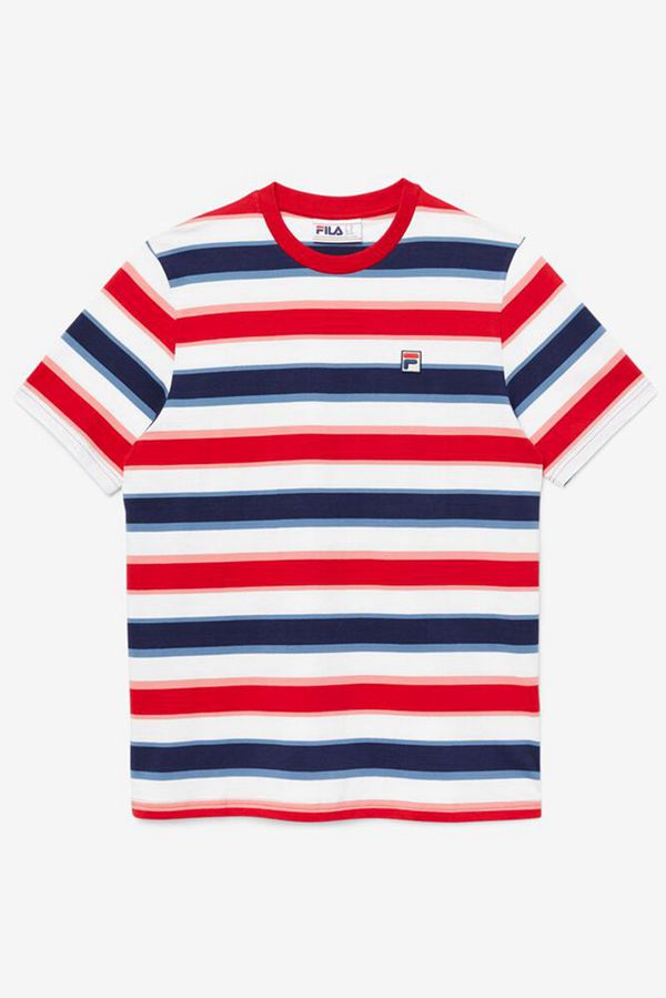 Fila Pietersite Striped Men's Tee - Red,NZ 790-80357